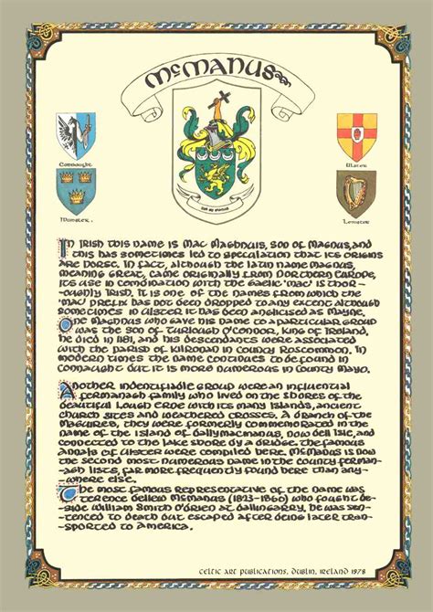 McManus Family Crest Parchment | Gifts of Ireland