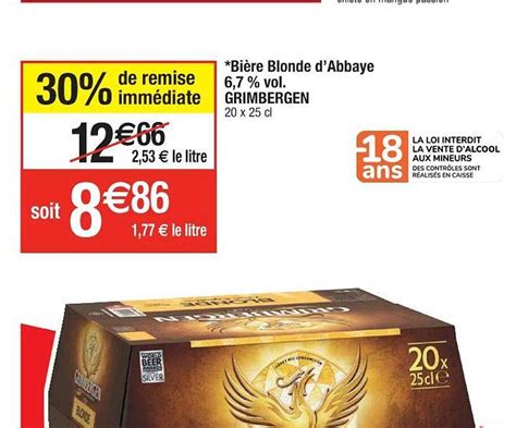 Promo Bi Re Blonde D Abbaye Vol Grimbergen Chez Cora Icatalogue Fr