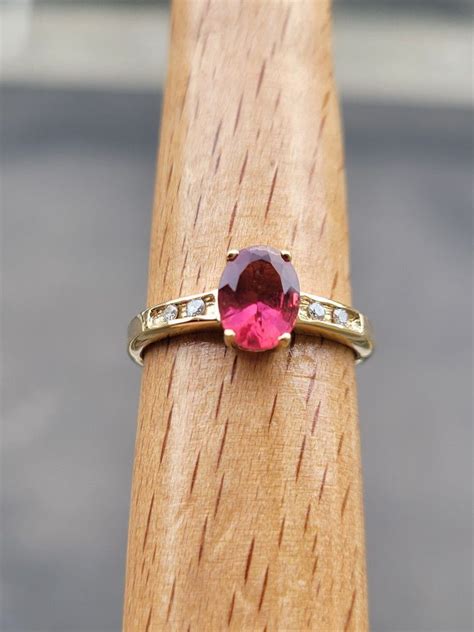 K Size Precious Solid Yellow Gold Rubellite Tourmaline And