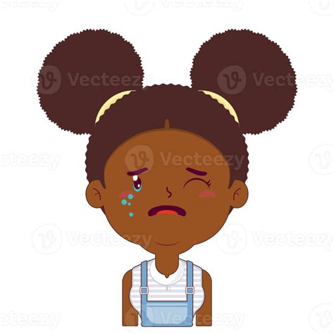 African American Girl Crying And Scared Face Cartoon Cute 23638658 Png