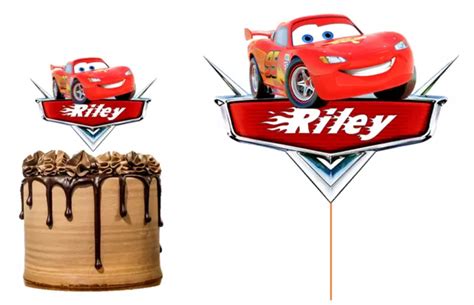 Cars Lightning Mcqueen Cake Topper Personalised Glossy Cardstock