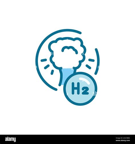 Blue H2 Color Line Icon Hydrogen Energy Isolated Vector Element Outline Pictogram For Web