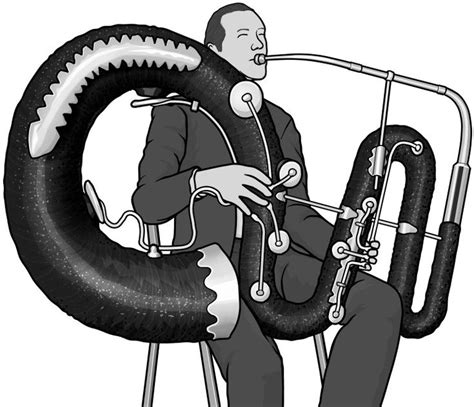 A Man Sitting On A Stool Playing An Instrument With Large Black Tires Attached To It