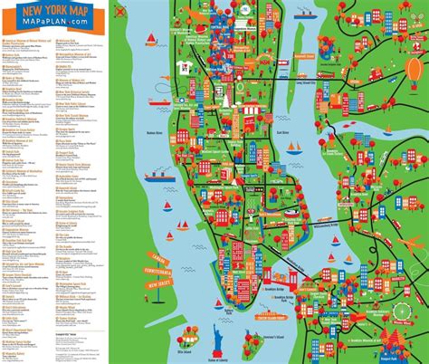 New York sightseeing map - Sightseeing map of NYC (New York - USA)