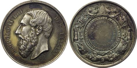 Medaille o J Leopold II von Belgien v P Hart der königlichen