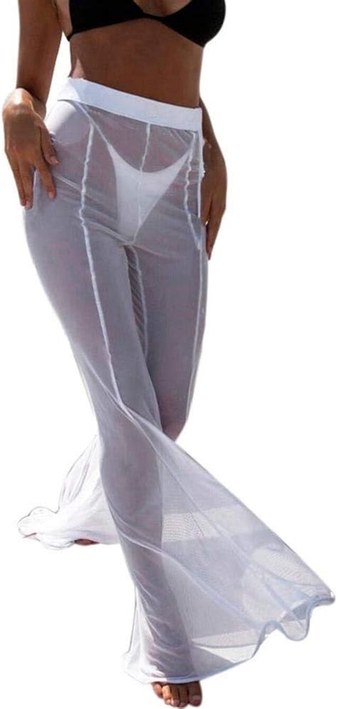 La Playa para Señoras Schlaghose De Malla Transparente Festival de Moda Cubierta del Bikini