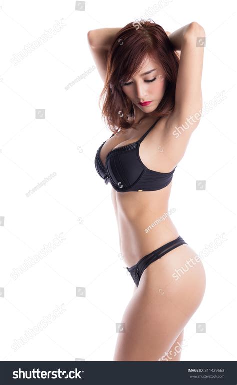 Sexy Asian Woman Wearing Black Lingerie Stock Photo Shutterstock