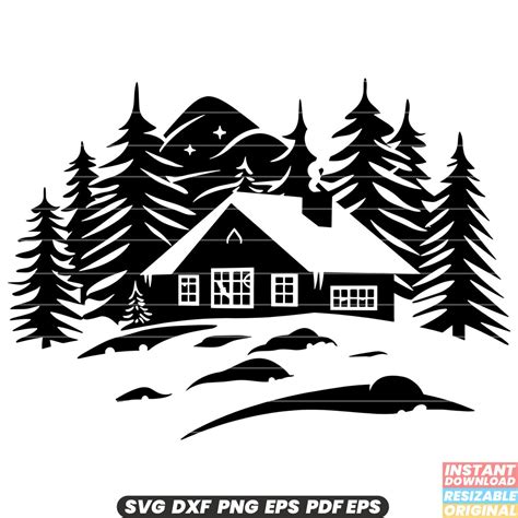 Ski Lodge Svg Winter Resort Illustration Ski Lodge Clipart Mountain