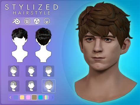 3d Model Game Hair Stylized Male Hairstyle V12 Vr Ar Low Poly