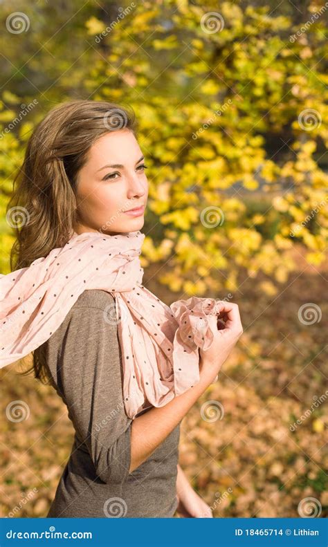 Beautiful Autumn With Beautiful Brunette Stock Photo Image Of Feminine Autumn