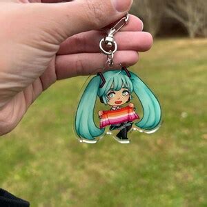 Miku Hatsune Pride Trans Lesbian Double Sided Keychain Etsy