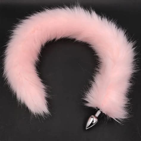 Aliexpress Buy Long Pink Fox Tail Plug Anal Plug Tail Metal Butt Plug Anal Sex Toys For
