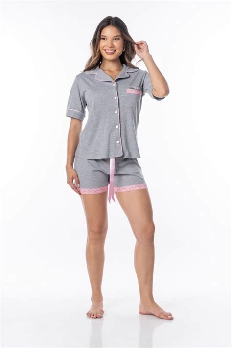 Pijama con short Gray Babe Pijamas para mujer en Perú Tienda en línea