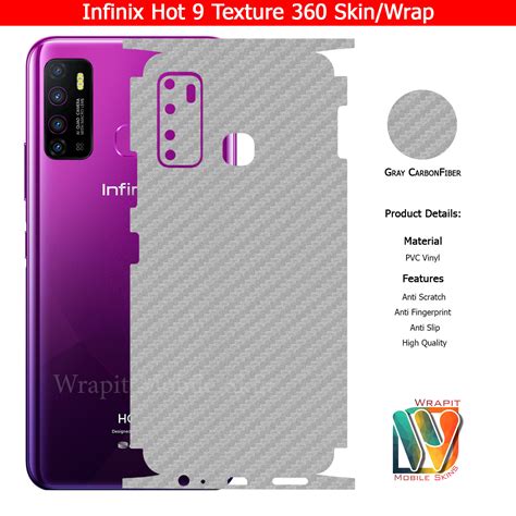 Infinix Hot 9 Skin Wrap 360 Protection Carbon Fiber Matte Transparent Leather Back And Sides