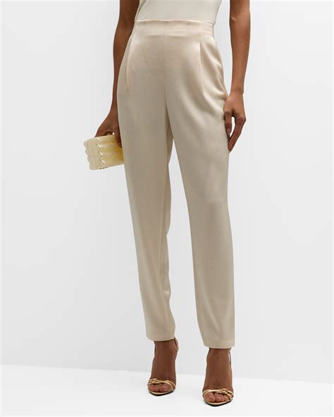 Alice Olivia Pompey High Waisted Satin Pants Neiman Marcus