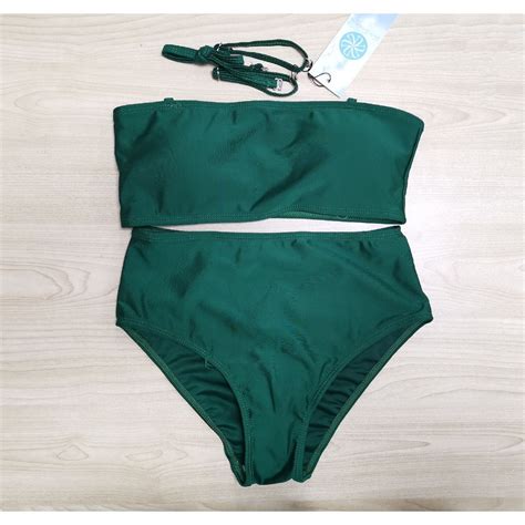 Basic Bikini Two Piece Bikini Color Trend Tube Swimsuit Push Up Swimwear Women Swimsuit Shopee