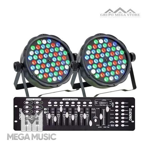 Kit 2 Canhao Refletor Led Par64 Rgbw 54 Leds 3w Mesa Dmx SHOWTECH