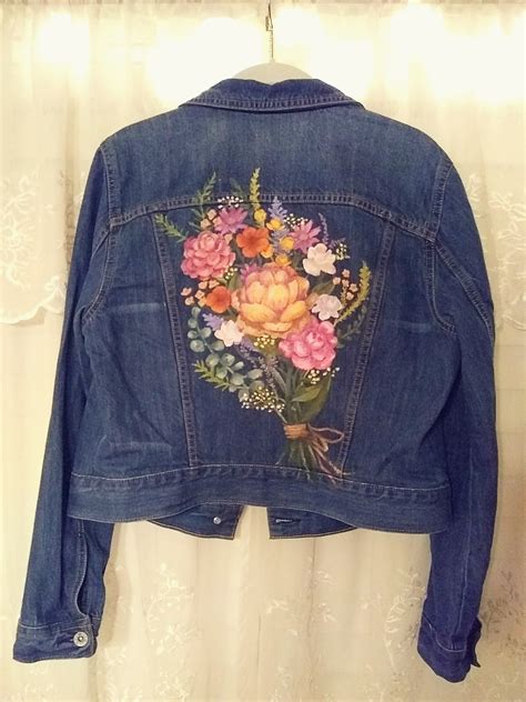 I Painted This One Of A Kind Floral Jean Jacket And It S Available For