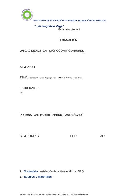 Laboratorio Guia 1 Microcontroladores II Luis Negreiros Vega Guía