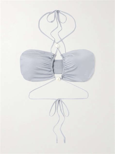 MAGDA BUTRYM Cutout Faux Pearl Embellished Bikini Top NET A PORTER