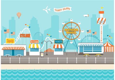 Coney Island Travel Vector Art Icons And Graphics For Free Download