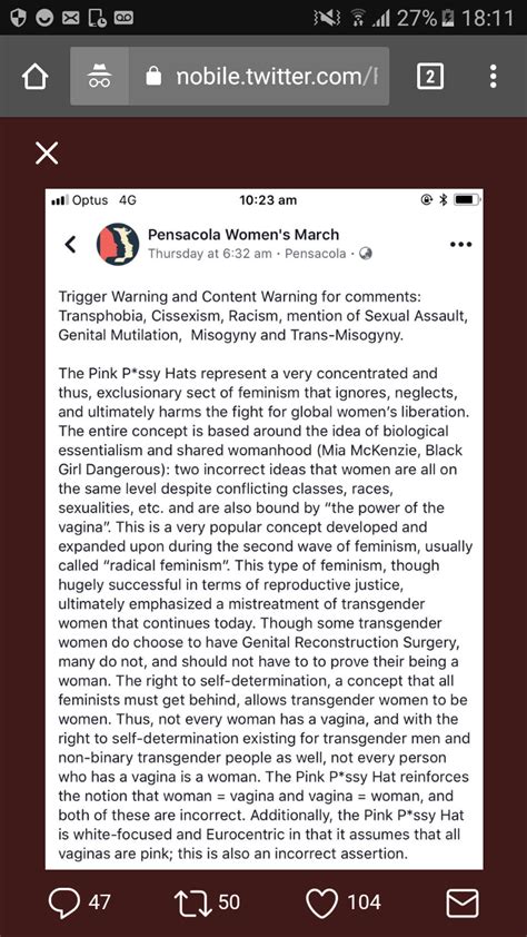 Just Want To Say I Appreciate Molly S Iconic Pussy Cat Hats For Sending A Good Social Message