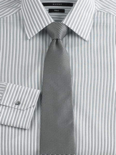 Grey And White Striped Dress Shirt Dressed Up With An Elegant