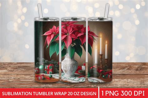 Poinsettia Christmas Oz Tumbler Wrap Graphic By Craft Fair