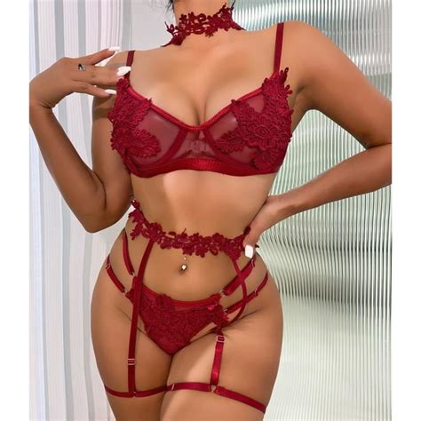 Lot De Ensemble De Lingerie Pour Femmes Avec Porte Jarretelles Soutien Gorge Sexy Et Culotte