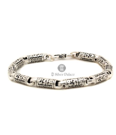 925 Sterling Silver Punk Hip-hop Male Solid Bracelet - Silver Palace