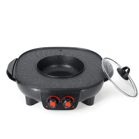 220v Electric Barbecue Hotpot Oven Grill Smokeless Hot Pot Machine Fry Bbq Oven Sale Banggood