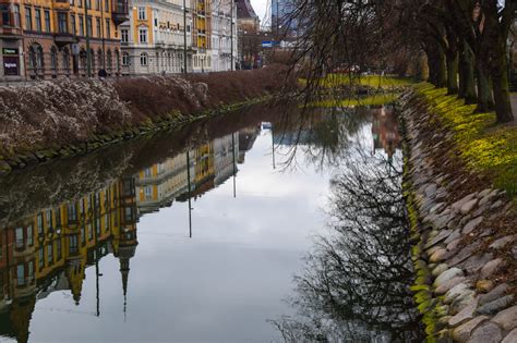 Wallpaper City Street Reflection River Pond Sweden Stream