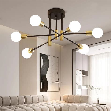 Comely Chandelier Sputnik Ceiling Light Lights E Black Gold Modern