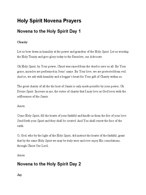 Holy Spirit Novena Prayers | PDF | Grace In Christianity | Trinity