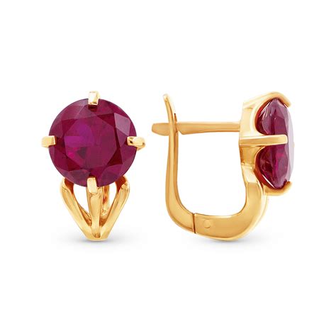 Серьги из золота с красным корундом — интернет-магазин Костромской ...