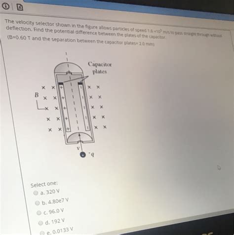 Solved The Velocity Selector Shown In The Figure Allows Chegg