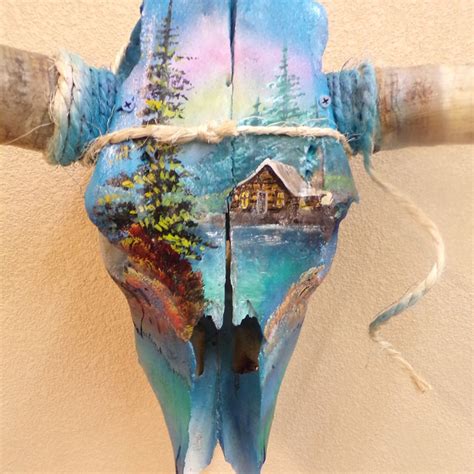 Painted Cow Skull Etsy