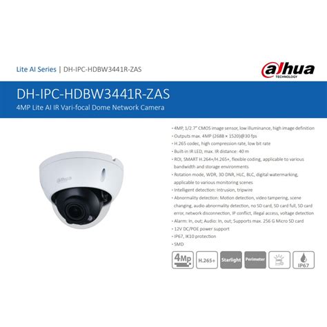 Jual Dahua CCTV IPC Camera Lite Al IPC HDBW3441R ZAS 4MP Lite AI IR