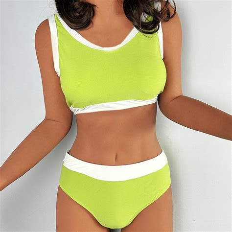 New Bikini Sexy Patchwork High Waisted Two Piece Swimsuit China Swimwear And Plus Size Bikini