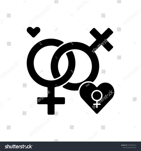 Lesbian Relationship Symbol Black Glyph Icon Stock Vector Royalty Free