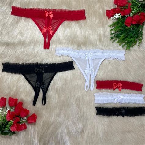 Calcinha Triangular Kit Apressadinha Transparente Virilha Aberta Perneira Lingerie Sexy