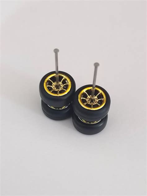 Rubber Wheels Real Riders 8 Spoke Design 1 64 Hot Wheels 10mm JDM Axle