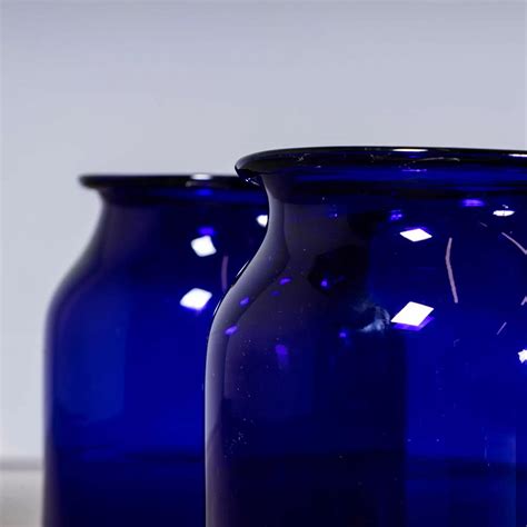 Cobalt Blue Glass Jar Tall Vase Mouth Blown