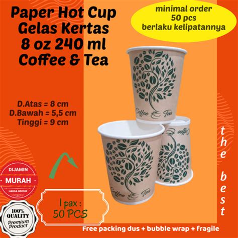 Jual Paper Hot Cup Oz Ml Coffee Tea Gelas Kertas Isi Pcs Per Pax Jakarta Utara