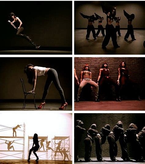 Four Different Shots Of Dancers In Various Poses And Positions With