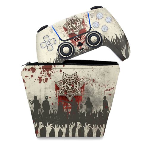 KIT Capa Case E Skin PS5 Controle The Walking Dead Pop Arte Skins