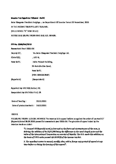 India Vs Sona Okegawa Precision Forgings Ltd November 2011 Income