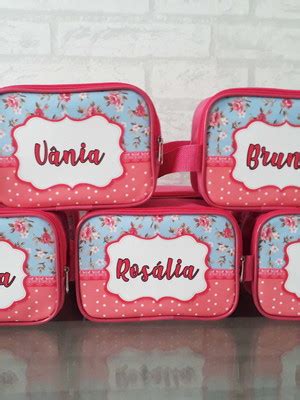 Necessaire Personalizada Floral Terracota E Cinza Nome Compre