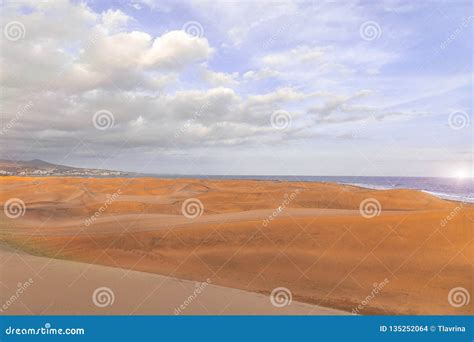 Maspalomas Sunset at Las Dunas El Oasis or Natural Sand Dunes Re Stock ...