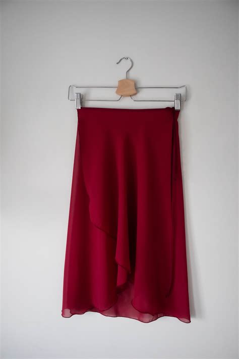 Classic Burgundy Red Wrap Ballet Skirt Red Polyester Chiffon Etsy